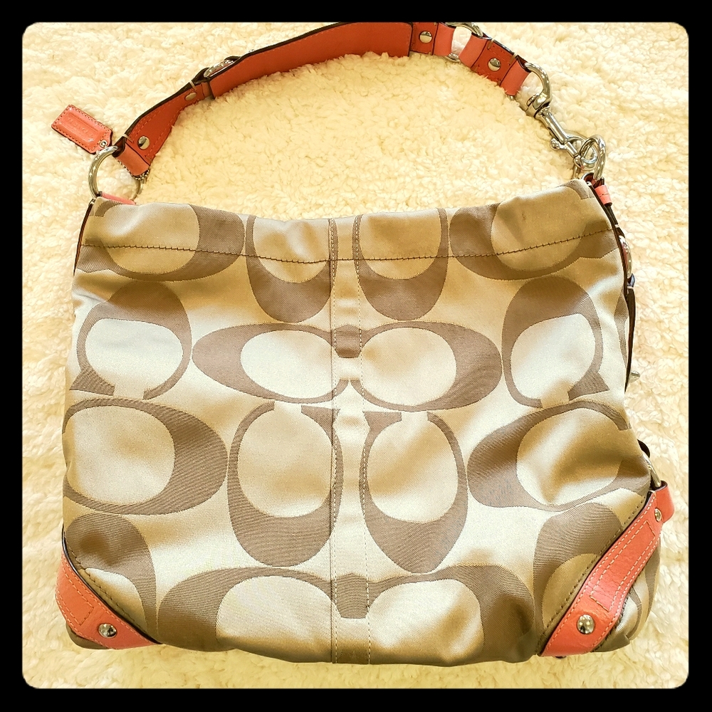 Signature Coach Shoulder Bag with Pink Accents